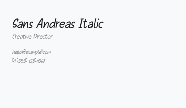 Sans Andreas Italic Business Card