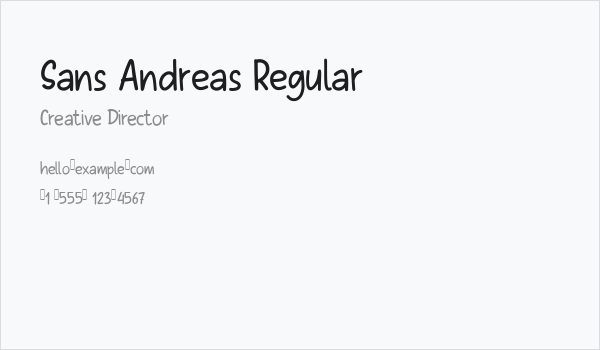 Sans Andreas Regular Business Card