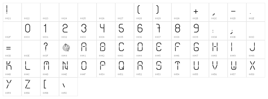 Sans Piru 2000 Character Map