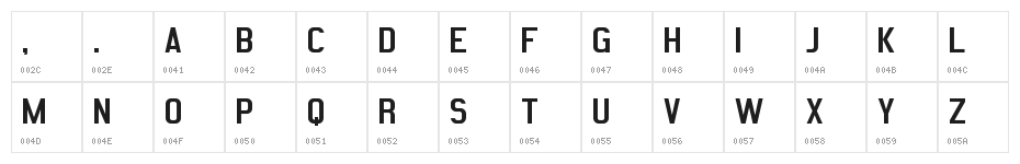 Sans Statement Regular Character Map
