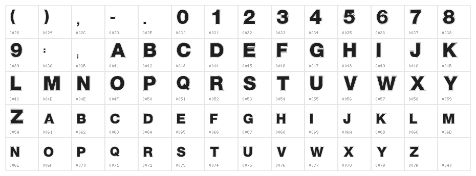 SansChiseled ExtraBold Character Map