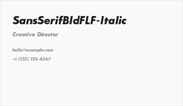 SansSerifBldFLF-Italic Business Card