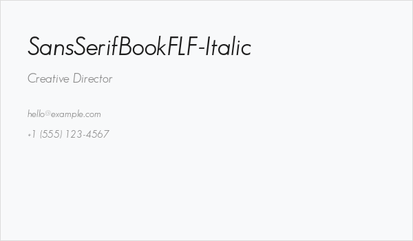 SansSerifBookFLF-Italic Business Card