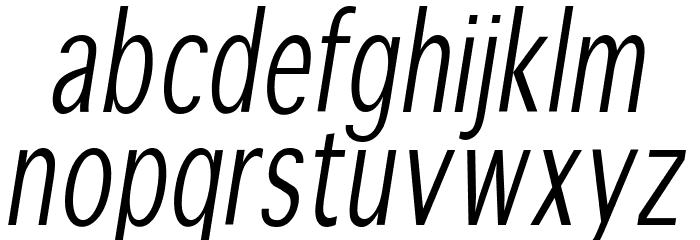 SansibarCX-CondensedOblique Font LOWERCASE