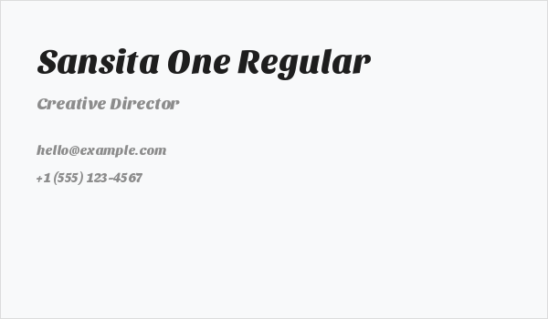 Sansita One Regular Business Card