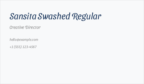 Sansita Swashed Regular Business Card