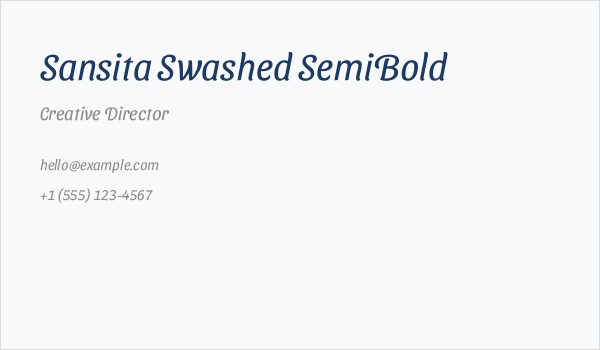 Sansita Swashed SemiBold Business Card