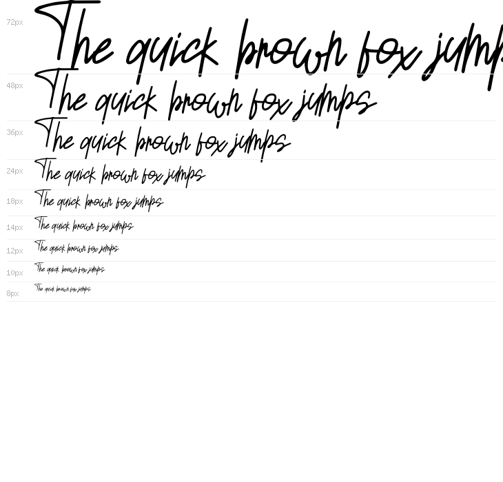 Sansitype Script Waterfall