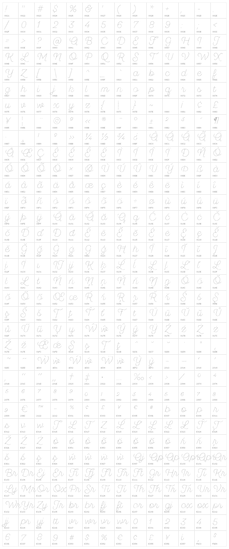 SantEliaRough-LineTwo Character Map