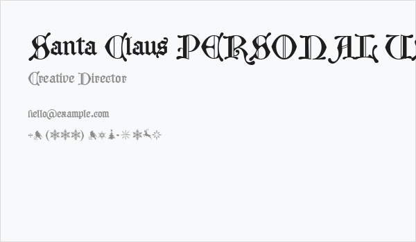 Santa Claus PERSONAL USE ONLY Business Card