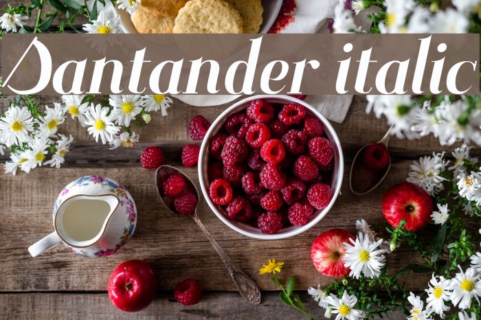 Santander italic Font examples