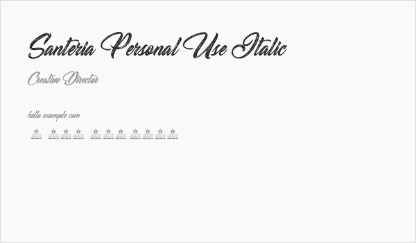 Santeria Personal Use Italic Business Card