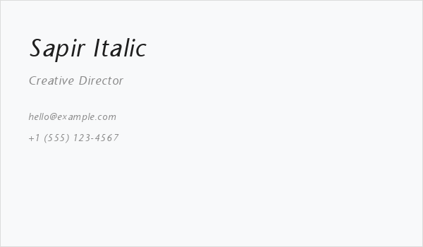 Sapir Italic Business Card