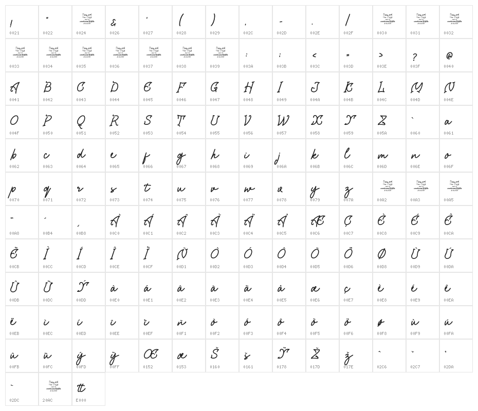 Saraqoo Personal Use Regular Character Map