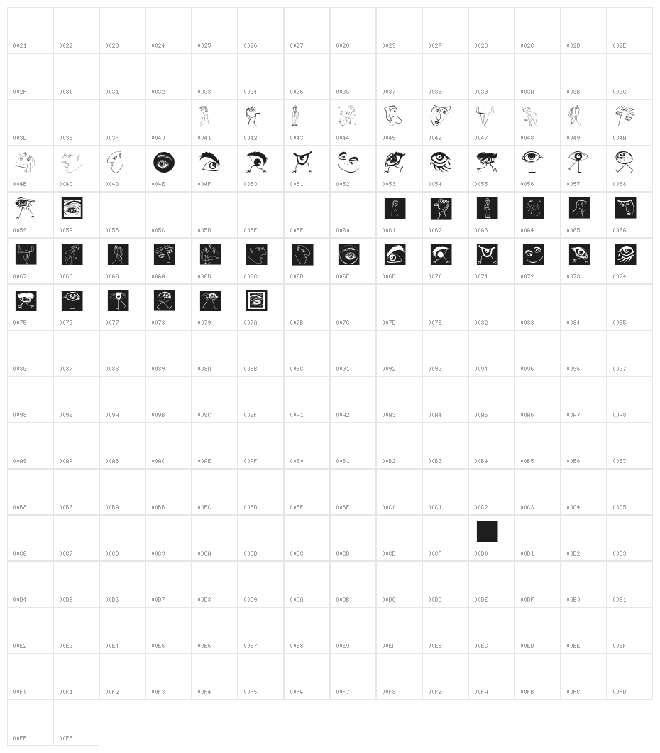 Sasurium Character Map
