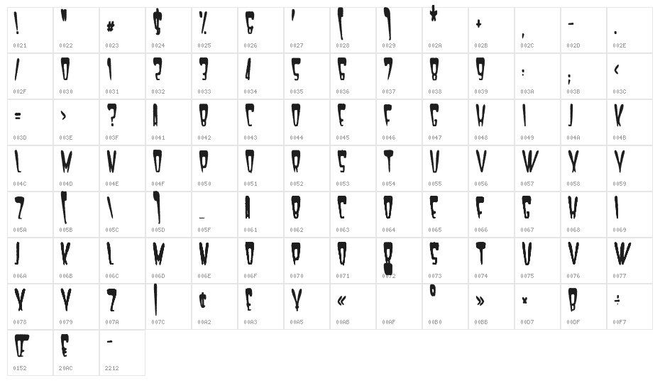Satan 1981 Regular Character Map