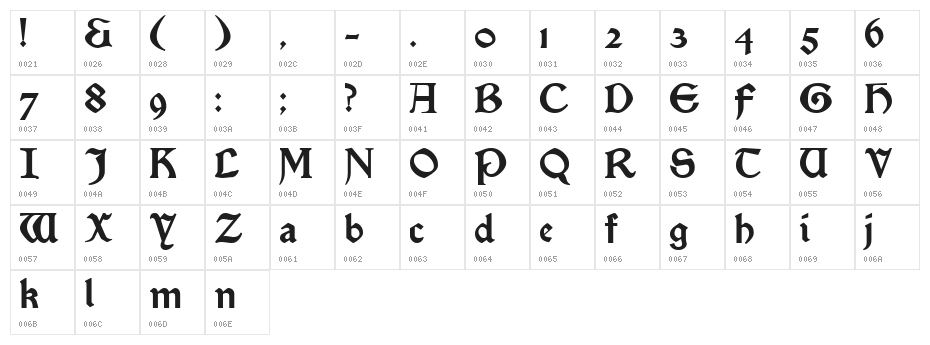 Satanick Regular Character Map