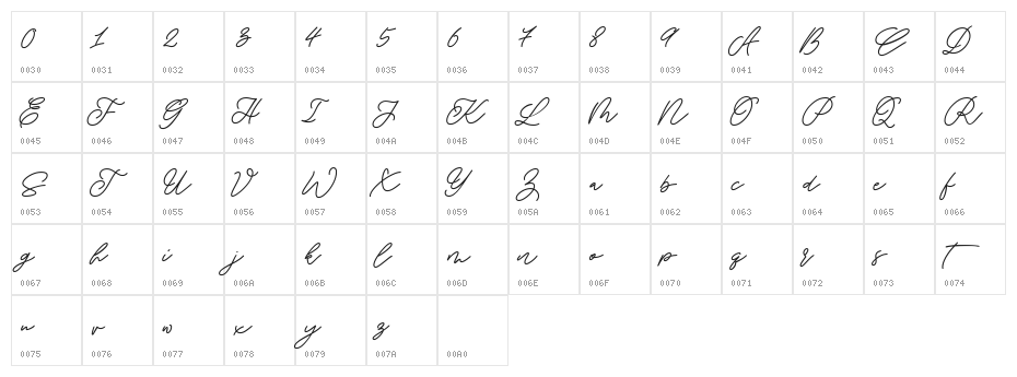 Saturday Champagne Demo Regular Character Map