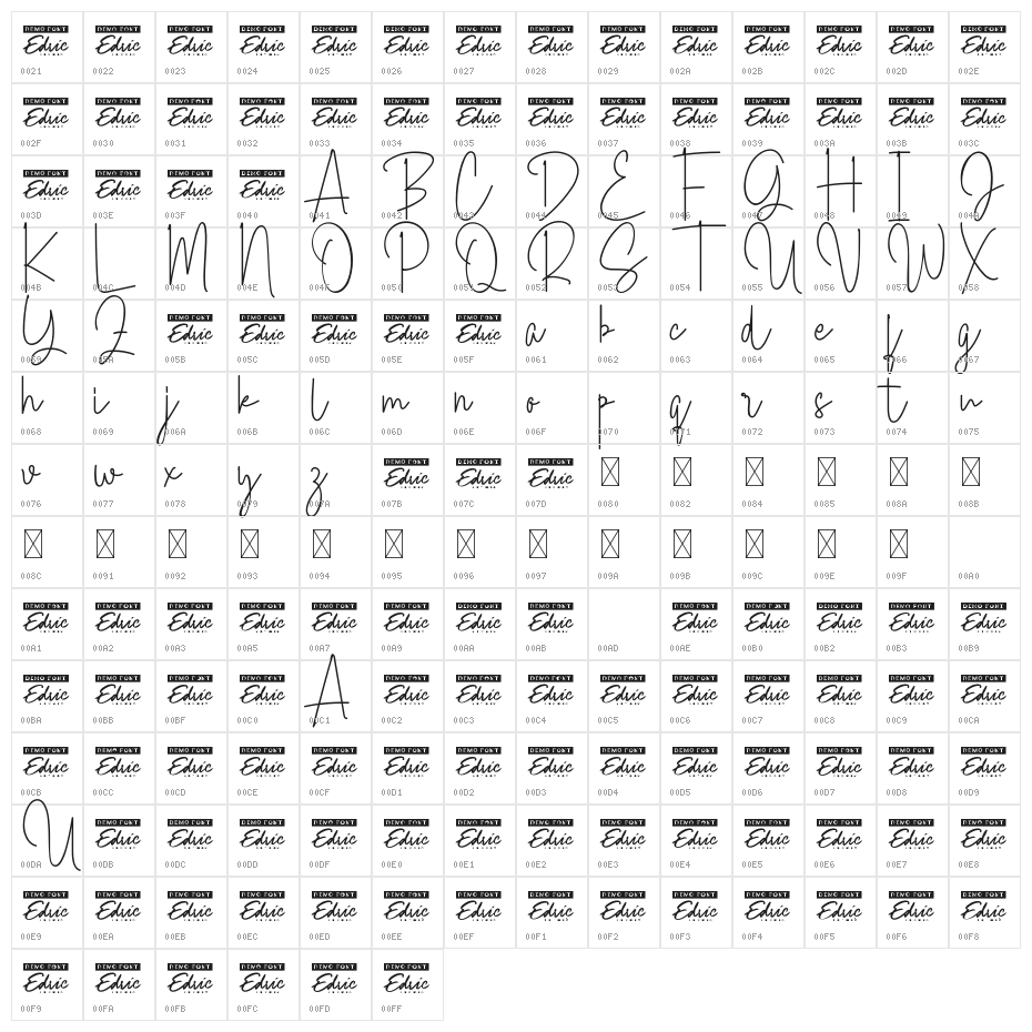Saturday Moon Demo Script Character Map
