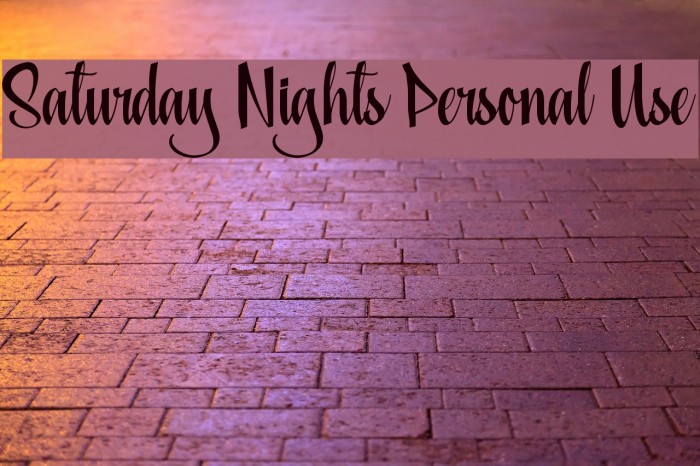 Saturday Nights Personal Use Example 3