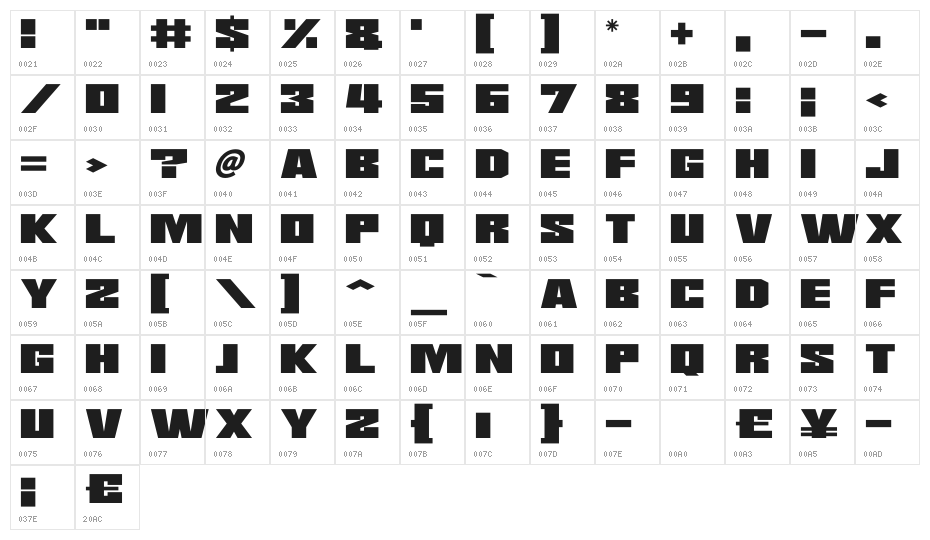 Saturn 3 Character Map