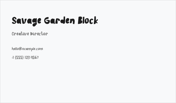 Savage Garden Block Business Card