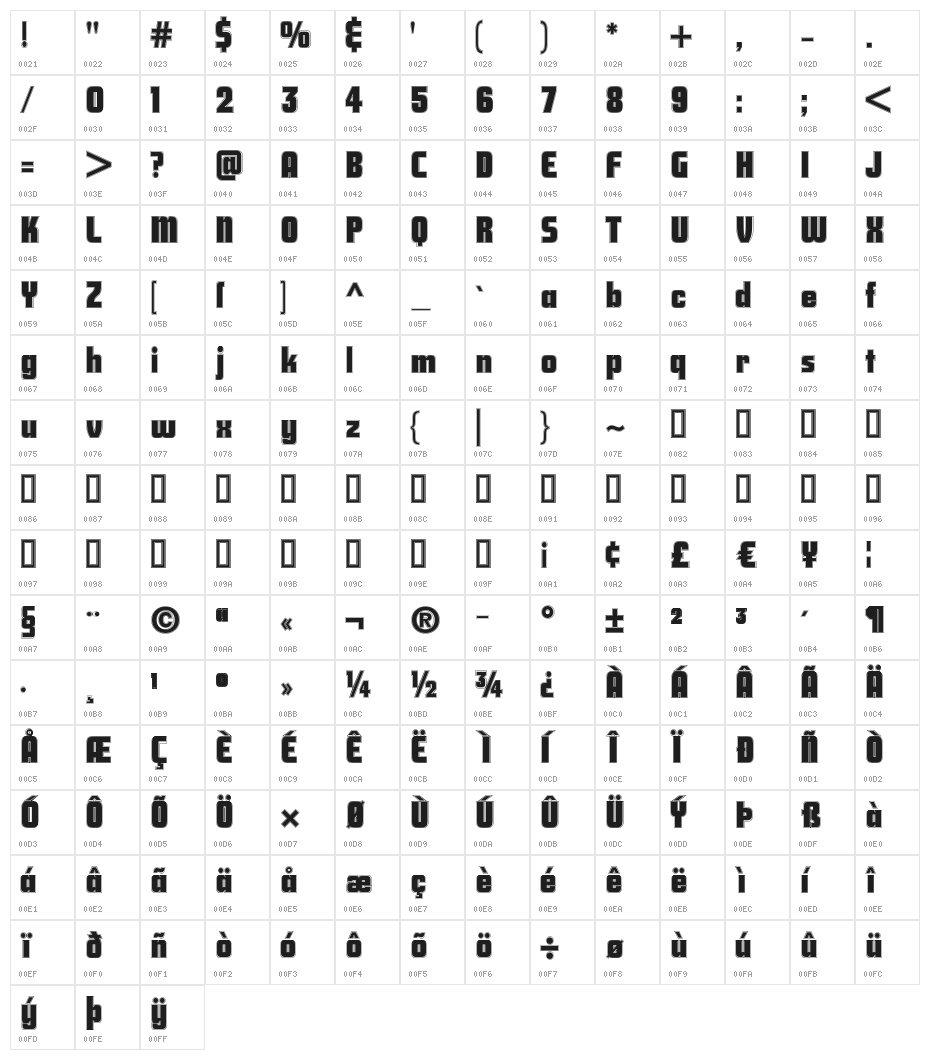 Savings Bond Contour Character Map