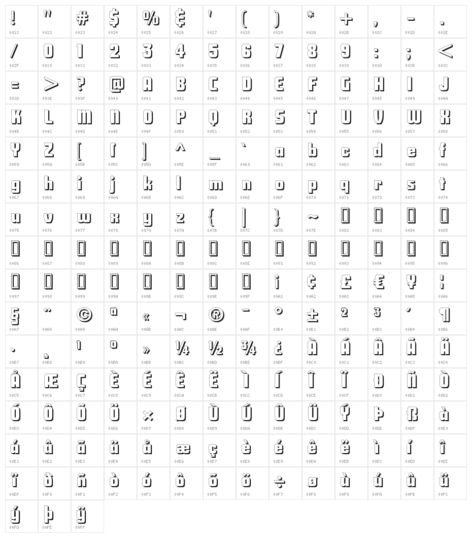 Savings Bond Shadow Character Map