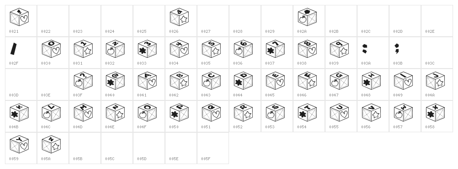 sai Font Character Map
