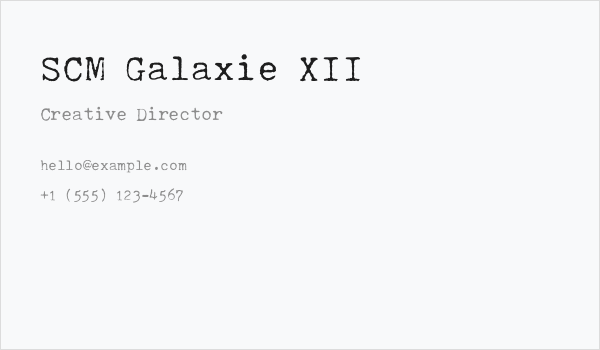 SCM Galaxie XII Business Card