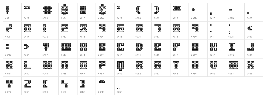 Scalelines Maze BRK Character Map