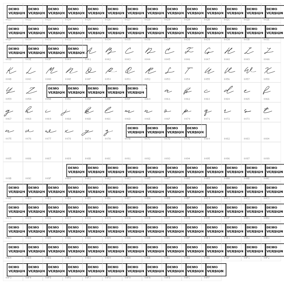 ScandiloverScript Character Map
