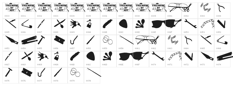 Scanned Objects JL Character Map