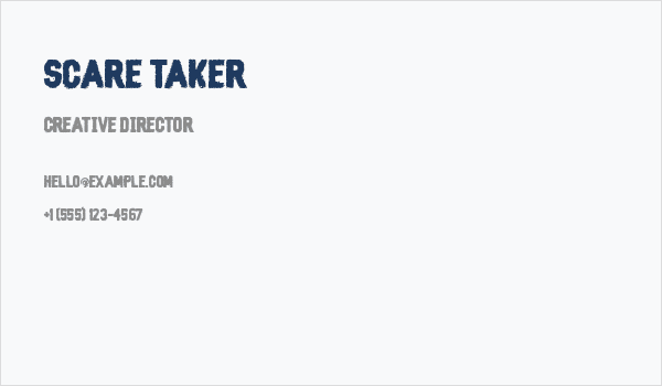 Scare Taker Business Card