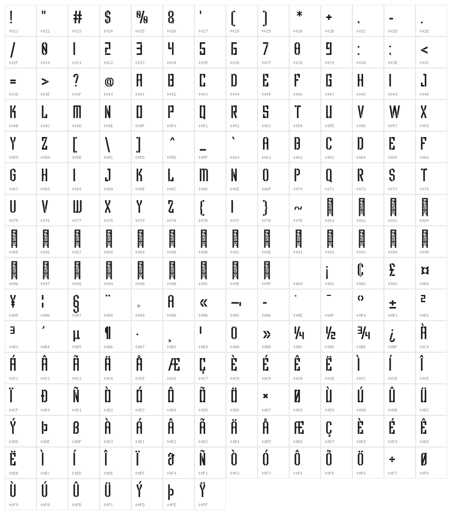 Scared of Bums Regular Character Map