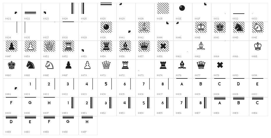 Schach Light Regular Character Map