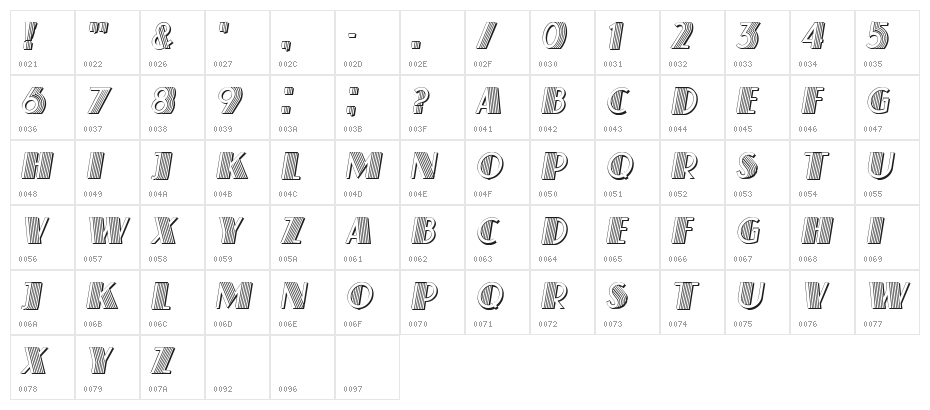 Schaeffer Italic Character Map