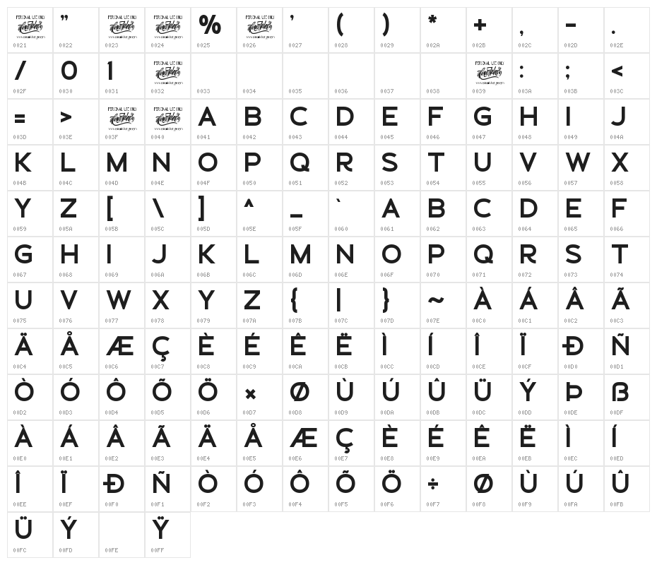 Schein Sans Character Map