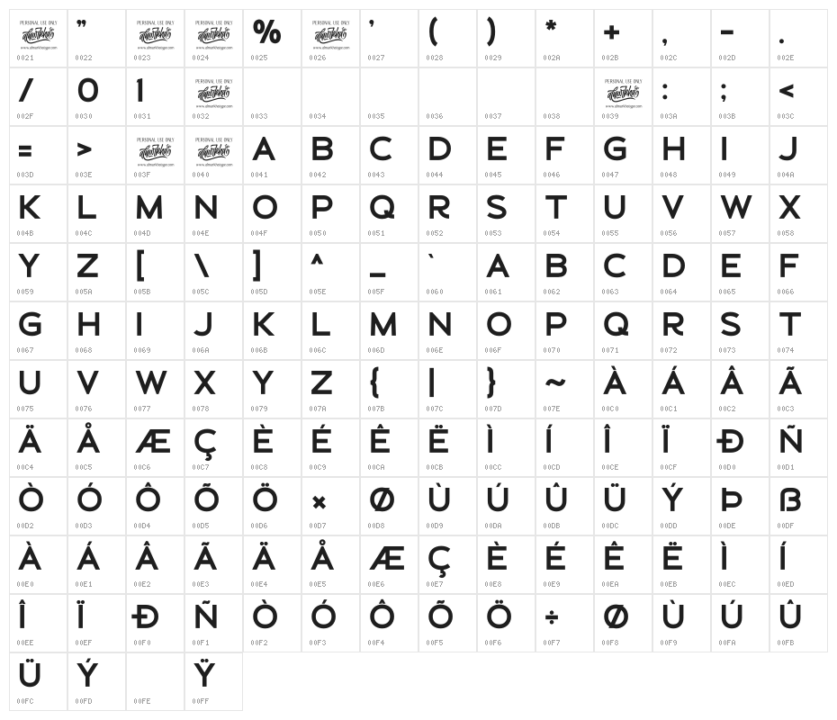 Schein Sans Character Map