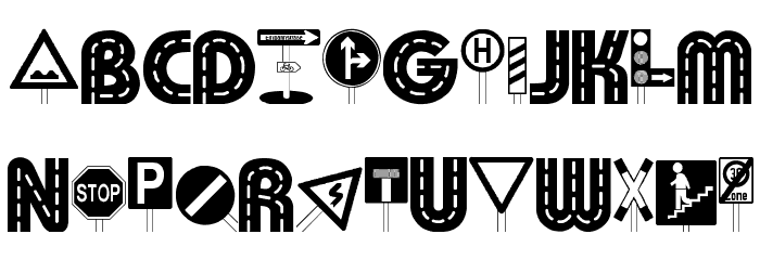 Schilderwald alt Font LOWERCASE