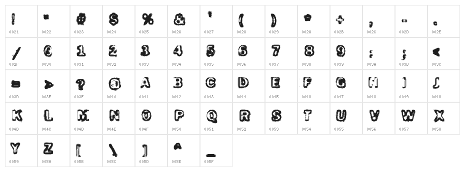 Schizoid Trout Character Map
