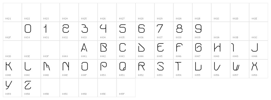 Schlangen schriftas Character Map