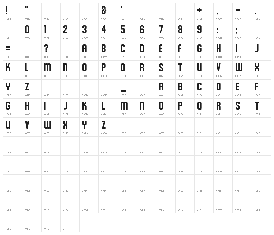 Schluber Character Map