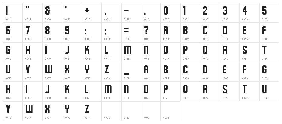 Schluber Character Map