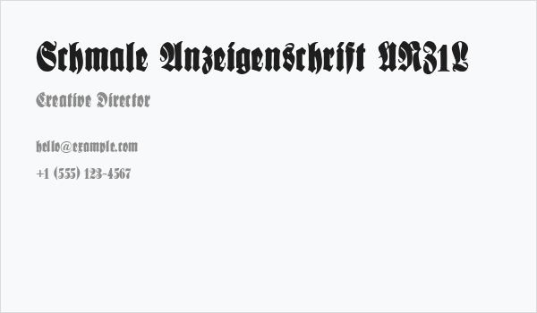Schmale Anzeigenschrift UNZ1L Business Card