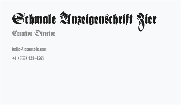 Schmale Anzeigenschrift Zier Business Card