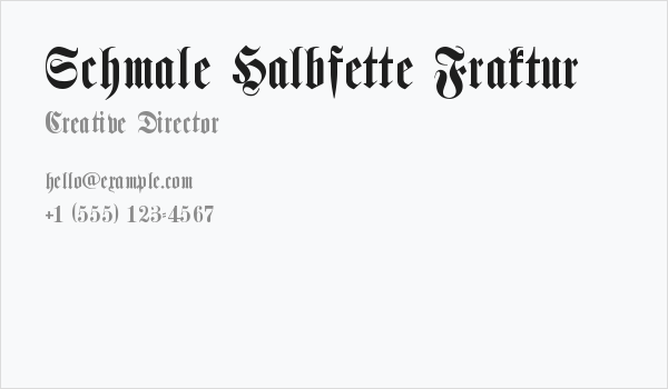 Schmale Halbfette Fraktur Business Card