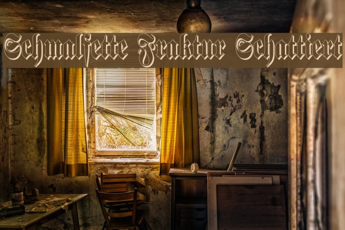 Schmalfette Fraktur Schattiert Font examples