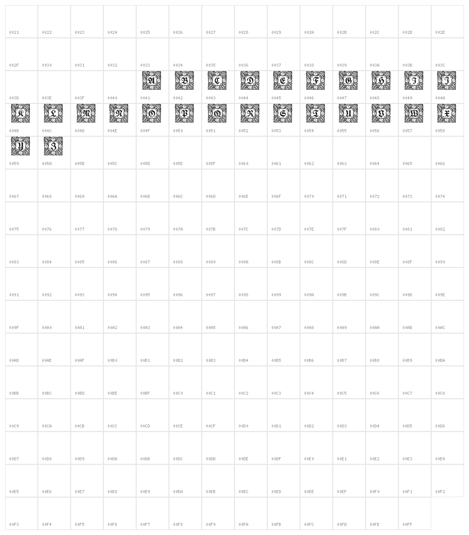 Schmuck-Initialen 3 Character Map