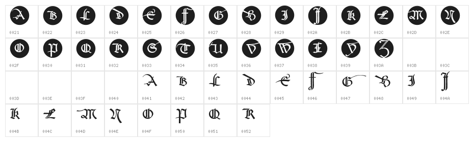 SchneidlerSchwabachInitials Character Map